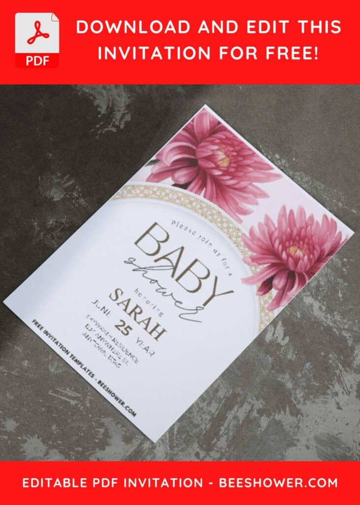 (Easily Edit PDF Invitation) Autumn Chrysanthemum Baby Shower Invitation I