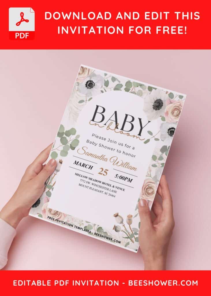 (Easily Edit PDF Invitation) Spring Garden Baby Shower Invitation B