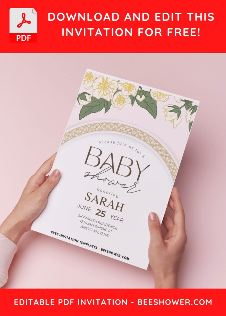 (Easily Edit PDF Invitation) Autumn Chrysanthemum Baby Shower Invitation B