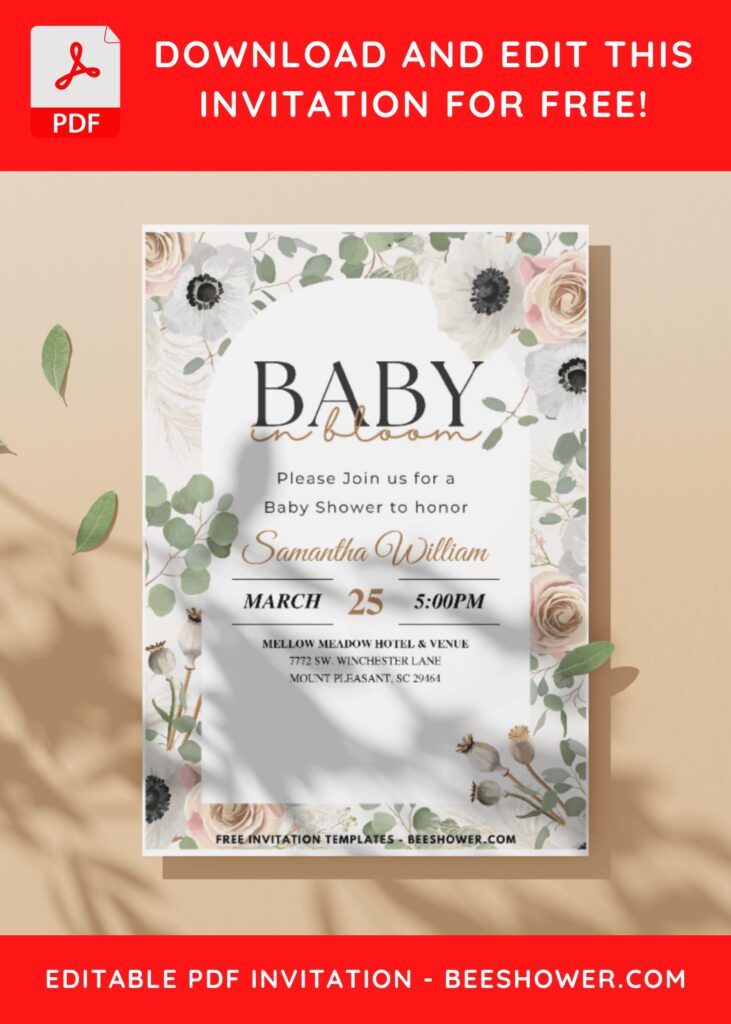 (Easily Edit PDF Invitation) Spring Garden Baby Shower Invitation C
