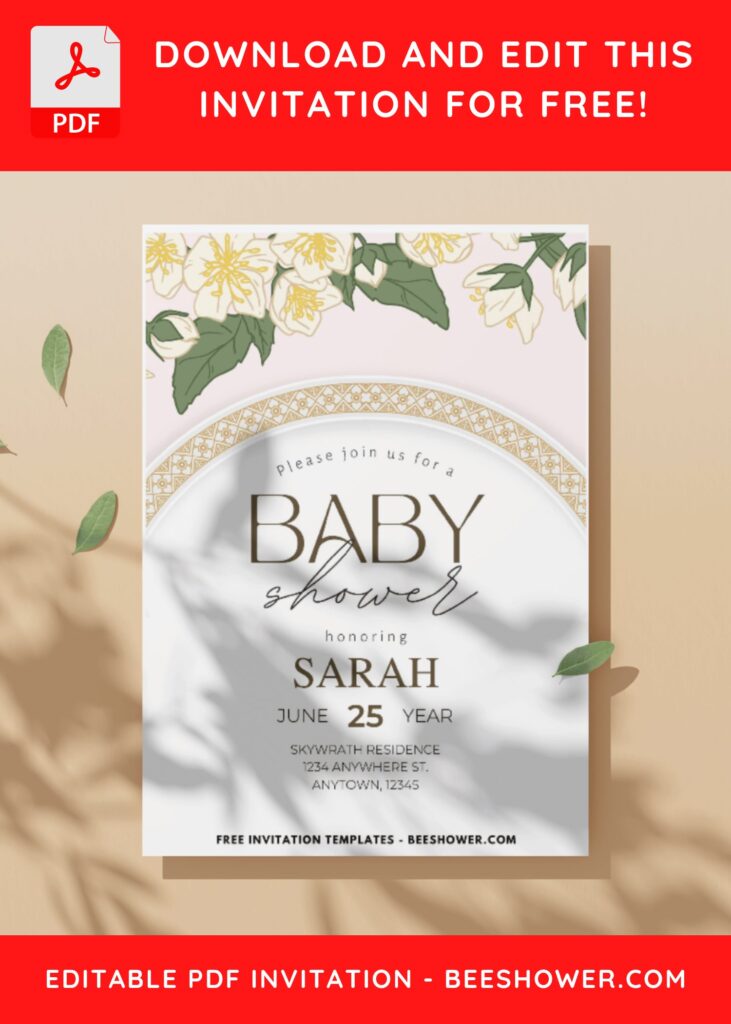 (Easily Edit PDF Invitation) Autumn Chrysanthemum Baby Shower Invitation C