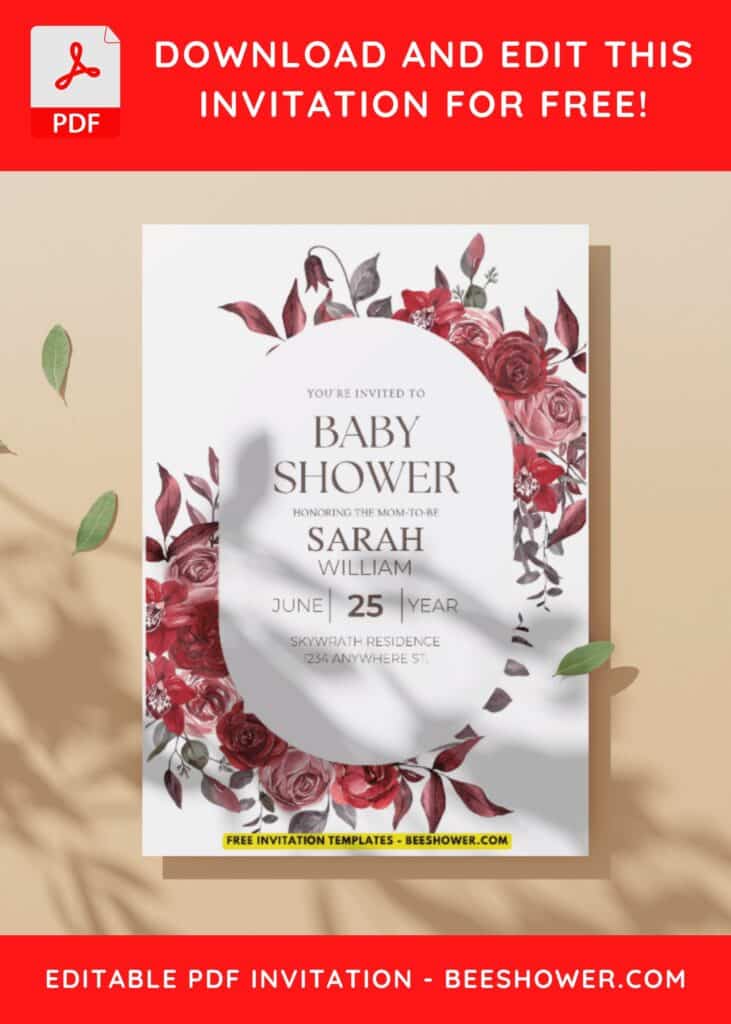 (Easily Edit PDF Invitation) Whimsical Floral Frame Baby Shower Invitation I