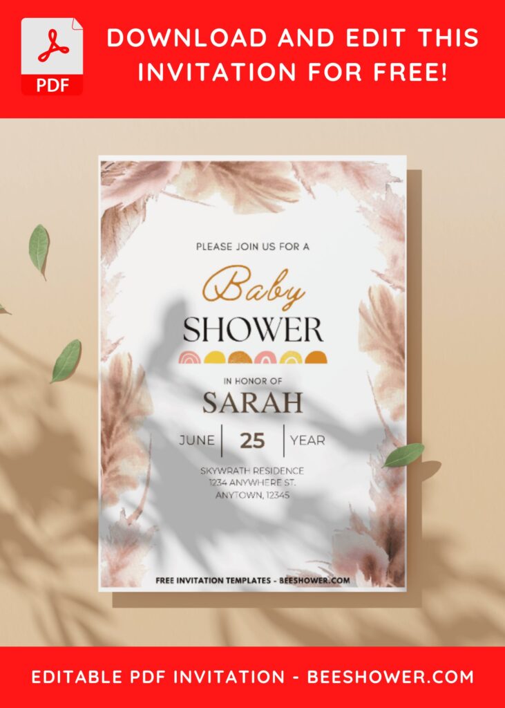 (Easily Edit PDF Invitation) Boho Chic Baby Shower Invitation C