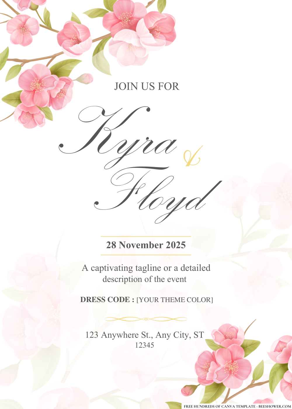 Magnolia Blossoms and Greenery Wedding Invitations