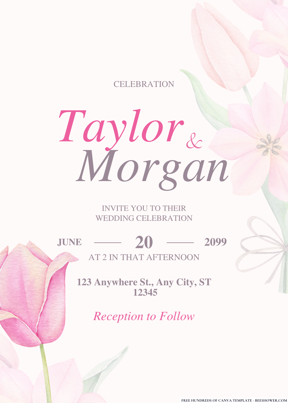 Pastel Tulips Wedding Invitation