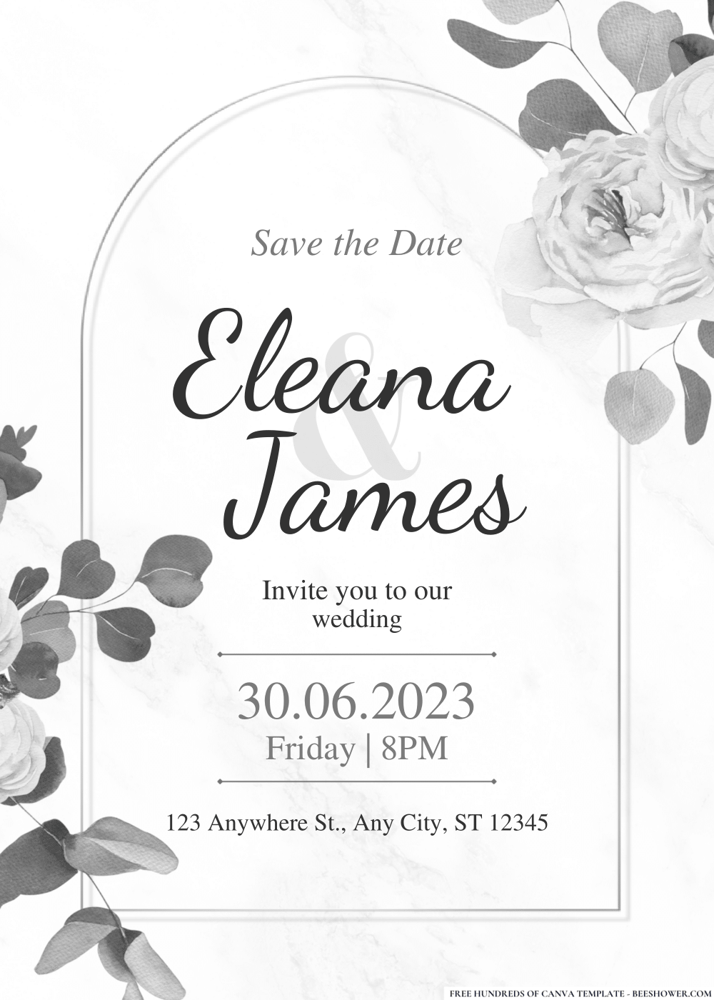 Monochromatic White Floral Wedding Invitation