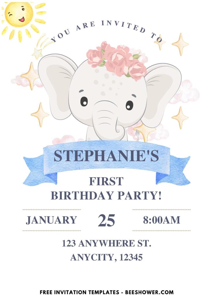 (Easily Edit PDF Invitation) Baby Elephant Baby Shower Invitation H