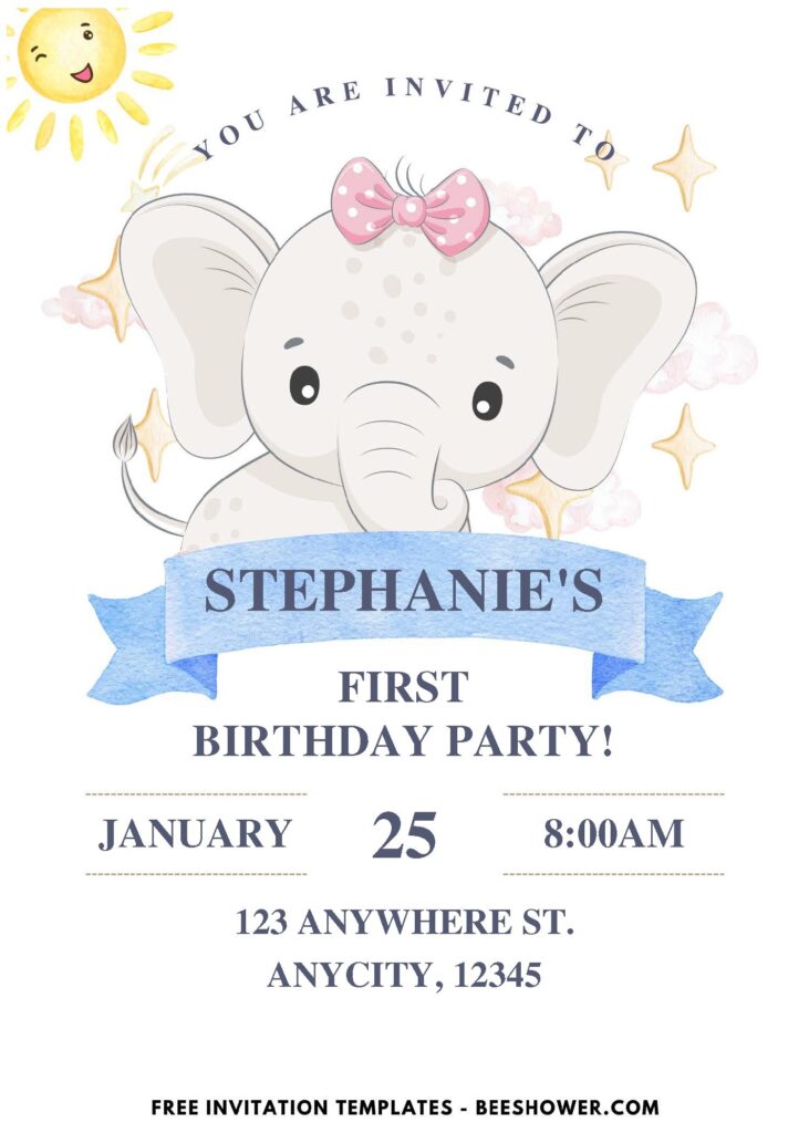 (Easily Edit PDF Invitation) Baby Elephant Baby Shower Invitation I