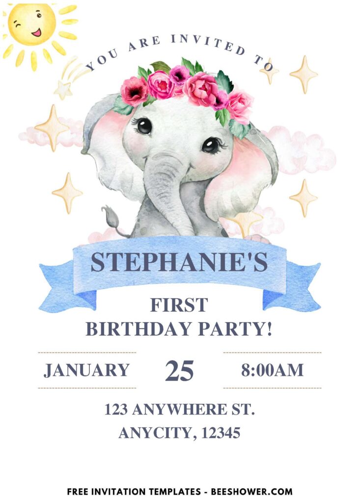 (Easily Edit PDF Invitation) Baby Elephant Baby Shower Invitation J
