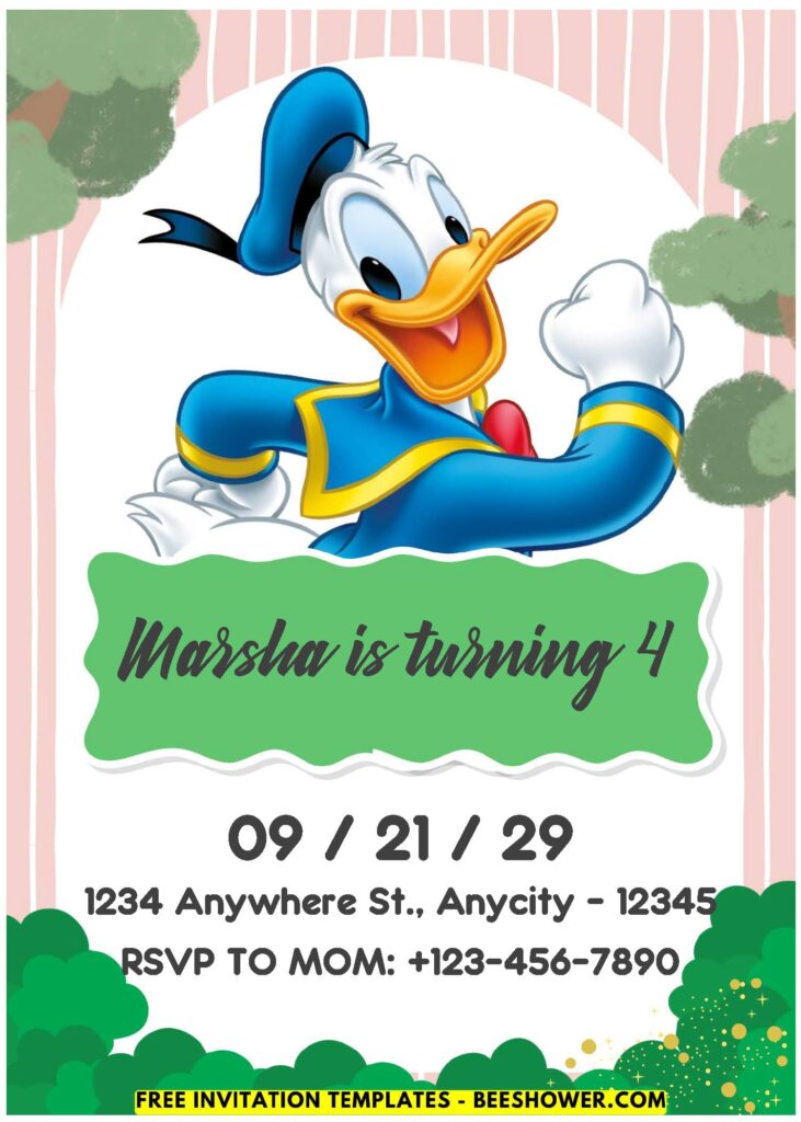 (Easily Edit PDF Invitation) Adorable Donald Duck Baby Shower Invitation J