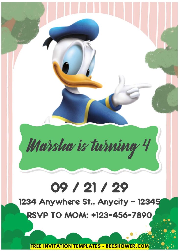 (Easily Edit PDF Invitation) Adorable Donald Duck Baby Shower Invitation A