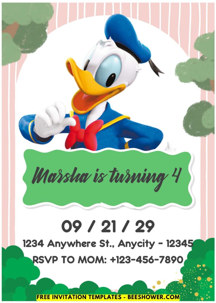 (Easily Edit PDF Invitation) Adorable Donald Duck Baby Shower Invitation B