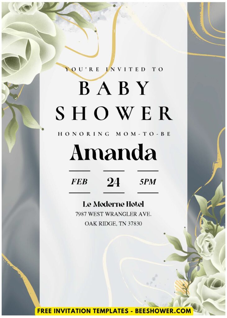 (Easily Edit PDF Invitation) Stunning Rustic Rose Baby Shower Invitation D