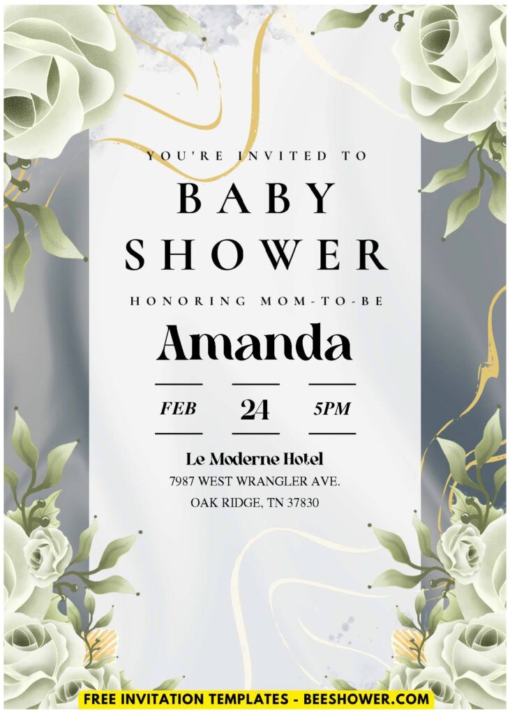 (Easily Edit PDF Invitation) Stunning Rustic Rose Baby Shower Invitation E