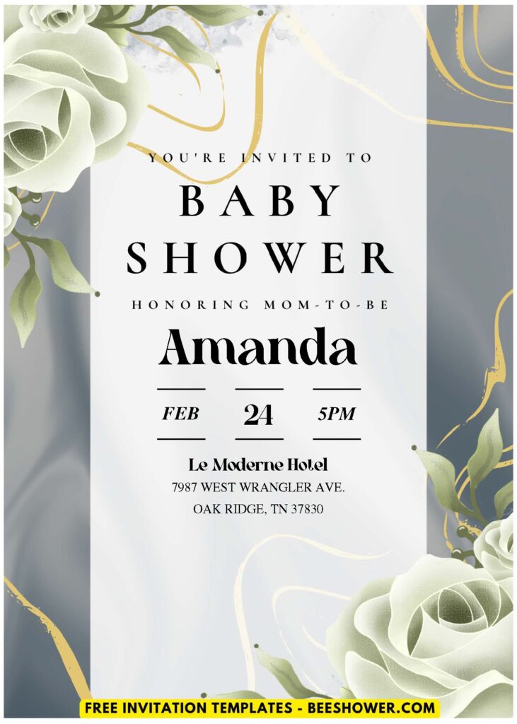 (Easily Edit PDF Invitation) Stunning Rustic Rose Baby Shower Invitation F