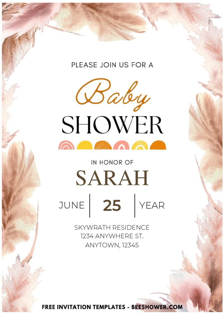 (Easily Edit PDF Invitation) Boho Chic Baby Shower Invitation F