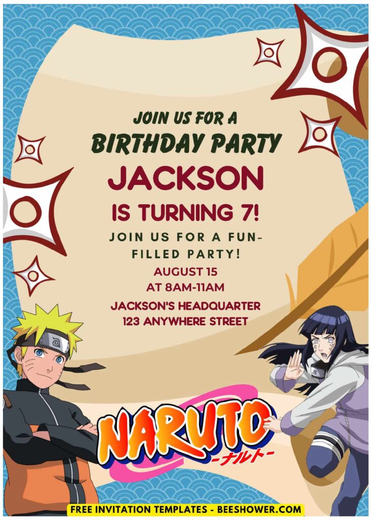 (Easily Edit PDF Invitation) Epic Naruto Shippuden Baby Shower Invitation H