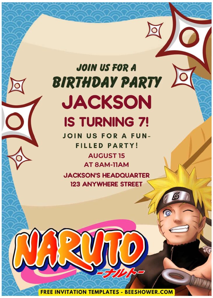 (Easily Edit PDF Invitation) Epic Naruto Shippuden Baby Shower Invitation I