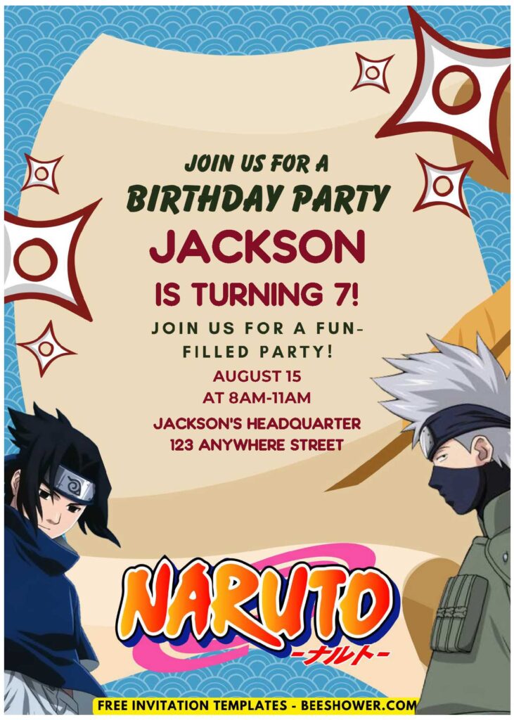 (Easily Edit PDF Invitation) Epic Naruto Shippuden Baby Shower Invitation J