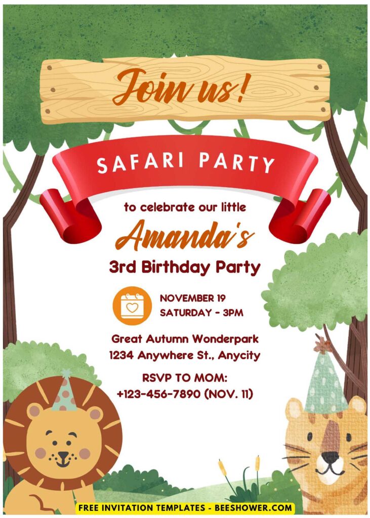 (Easily Edit PDF Invitation) Cute Baby Animals Baby Shower Invitation E