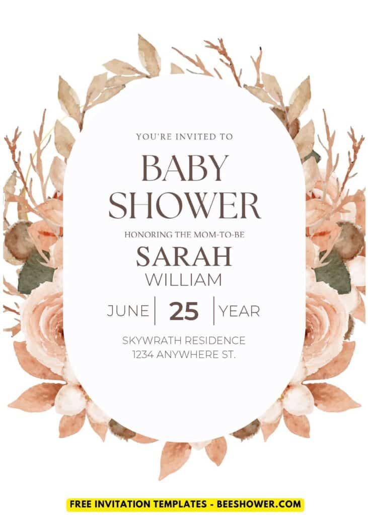(Easily Edit PDF Invitation) Whimsical Floral Frame Baby Shower Invitation J