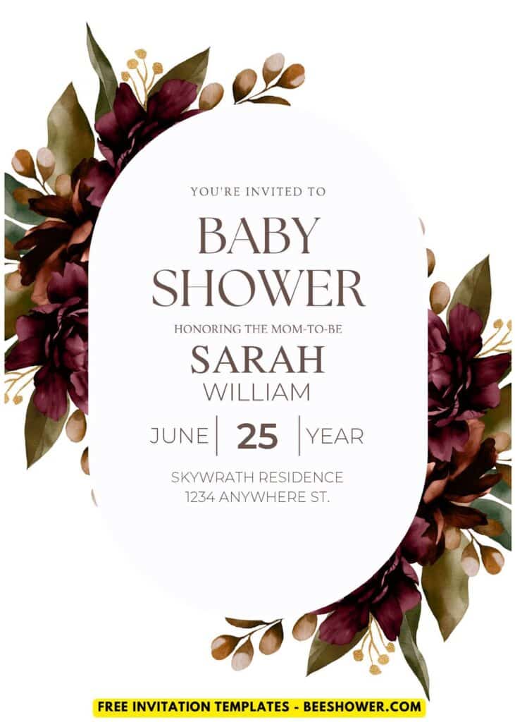 (Easily Edit PDF Invitation) Whimsical Floral Frame Baby Shower Invitation A