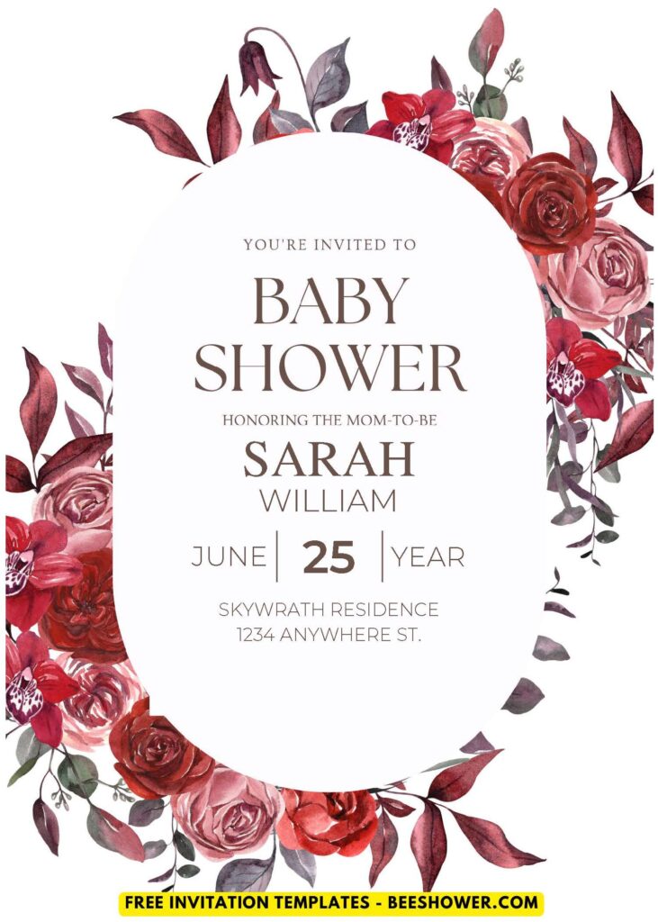 (Easily Edit PDF Invitation) Whimsical Floral Frame Baby Shower Invitation B