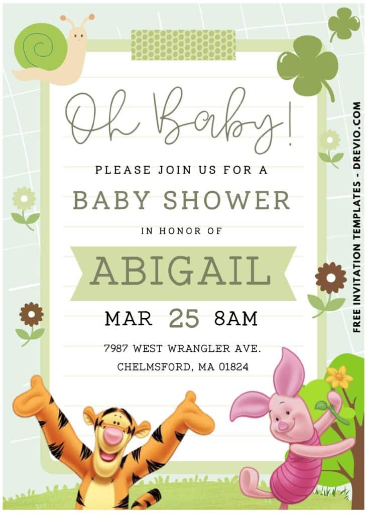 (Easily Edit PDF Invitation) Cute And Cuddly Winnie The Pooh Invitation F