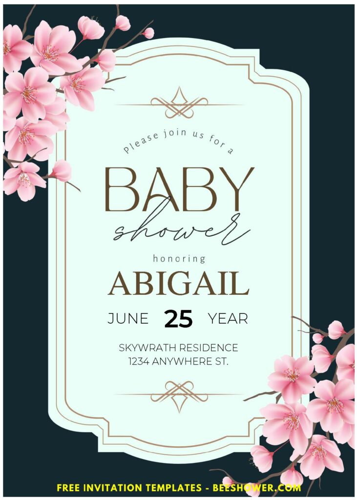 (Easily Edit PDF Invitation) Japanese Sakura Baby Shower Invitation F