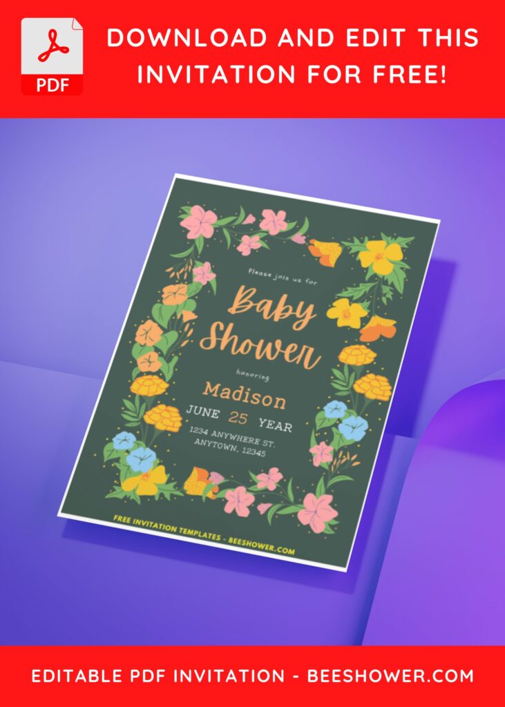 (Easily Edit PDF Invitation) Floral Art Deco Baby Shower Invitation H