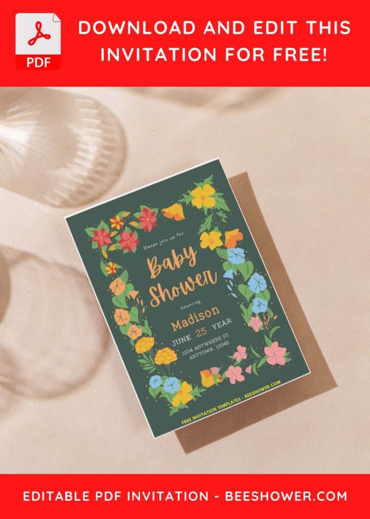 (Easily Edit PDF Invitation) Floral Art Deco Baby Shower Invitation J