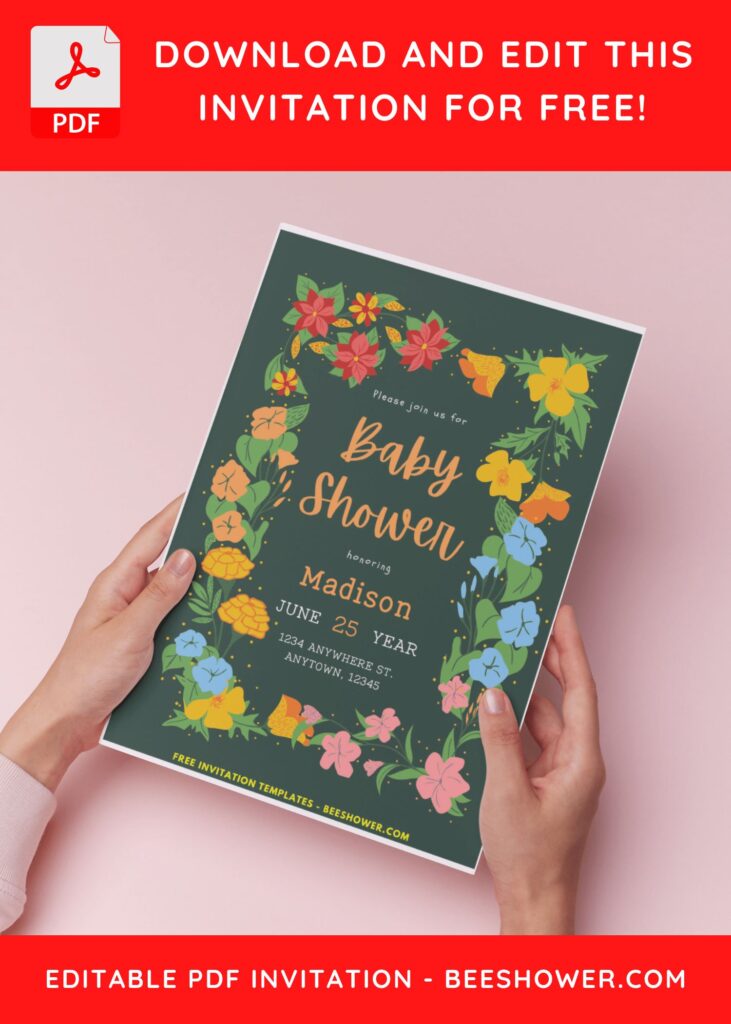 (Easily Edit PDF Invitation) Floral Art Deco Baby Shower Invitation A
