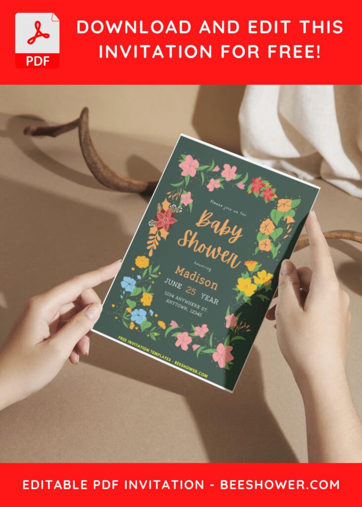 (Easily Edit PDF Invitation) Floral Art Deco Baby Shower Invitation B