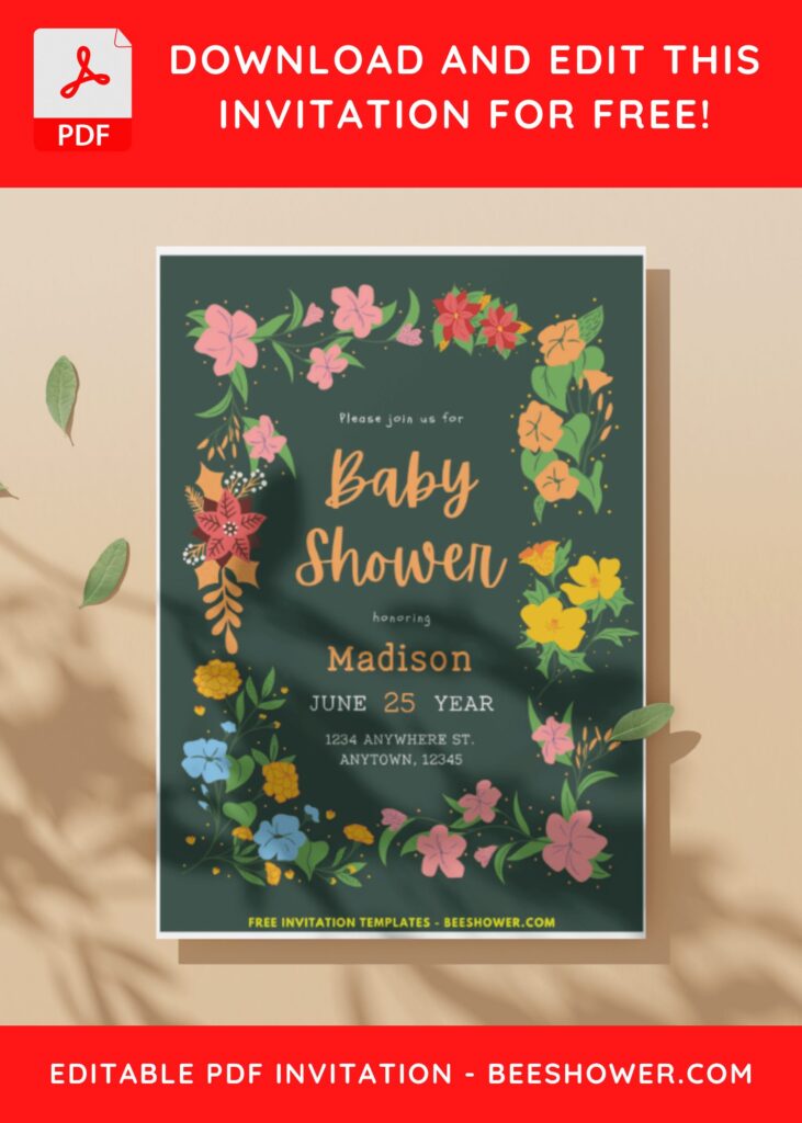 (Easily Edit PDF Invitation) Floral Art Deco Baby Shower Invitation C