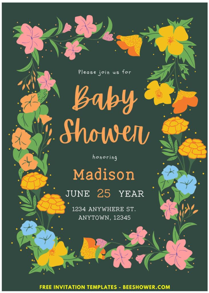 (Easily Edit PDF Invitation) Floral Art Deco Baby Shower Invitation D