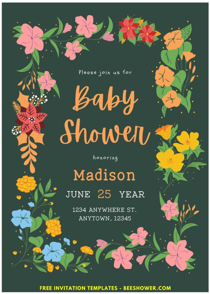 (Easily Edit PDF Invitation) Floral Art Deco Baby Shower Invitation F