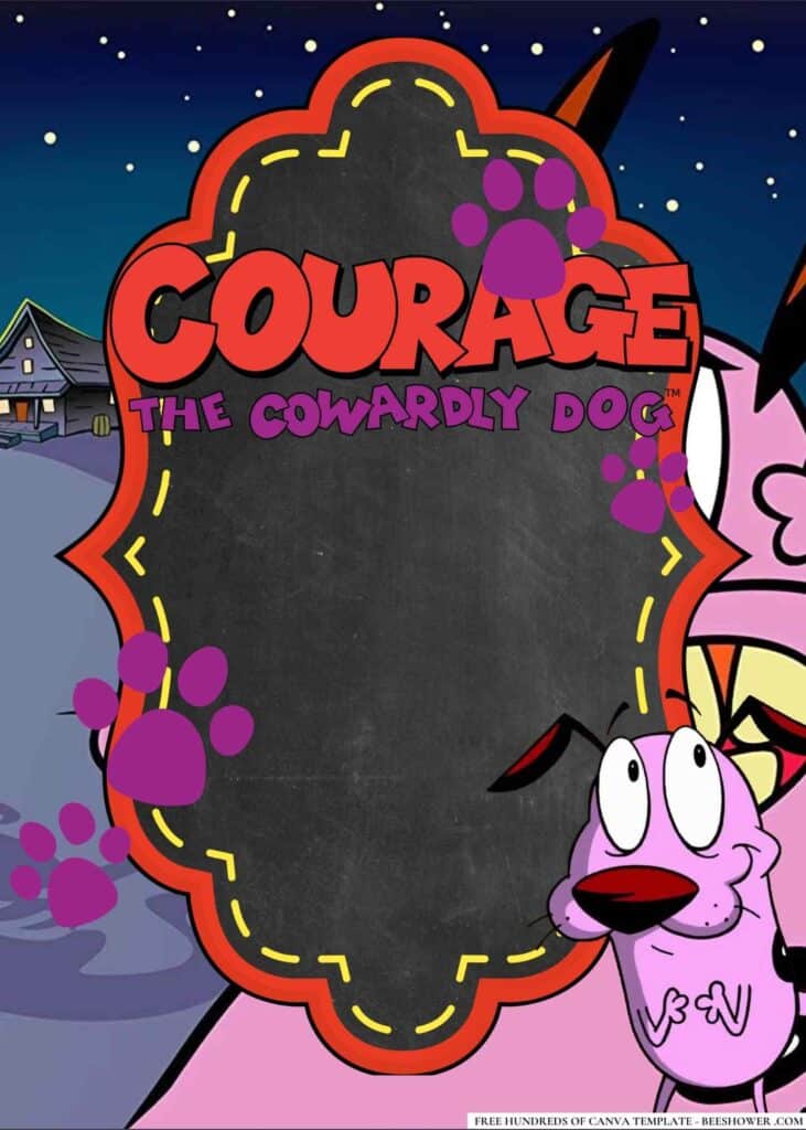 FREE Editable Courage the Cowardly Dog Birthday Invitations | Beeshower