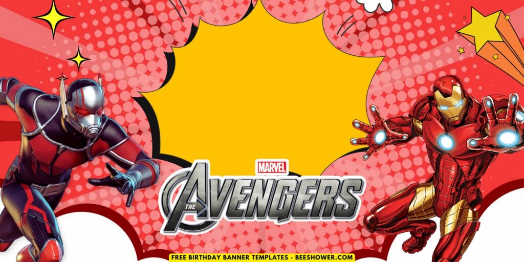 (Free Canva Template) Super Epic Marvel Avengers Birthday Backdrop Templates D
