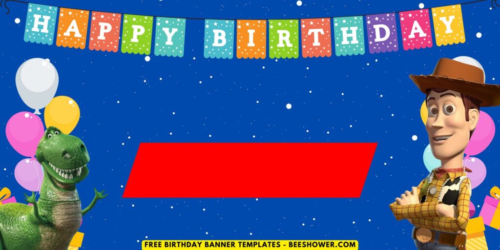 (Free Canva Template) Toy Story Galaxy Birthday Backdrop Templates D
