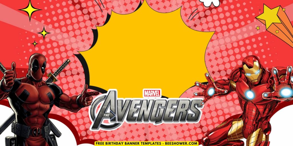 (Free Canva Template) Super Epic Marvel Avengers Birthday Backdrop Templates E