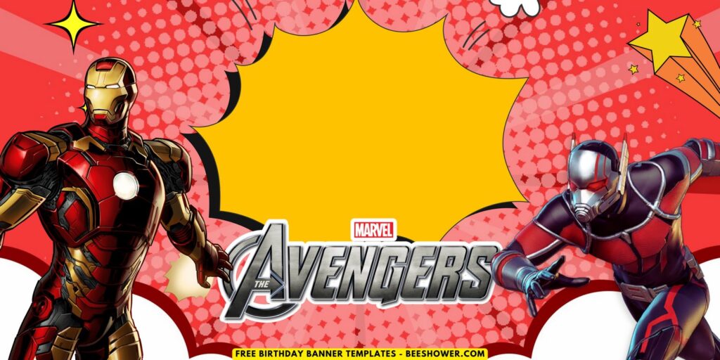 (Free Canva Template) Super Epic Marvel Avengers Birthday Backdrop Templates F