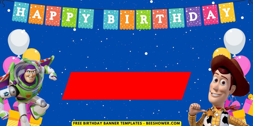 (Free Canva Template) Toy Story Galaxy Birthday Backdrop Templates F