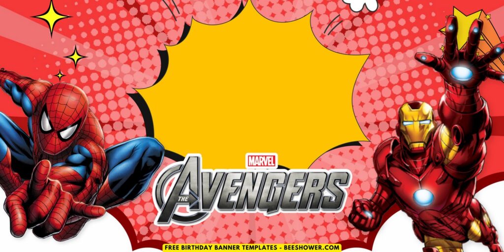 (Free Canva Template) Super Epic Marvel Avengers Birthday Backdrop Templates G