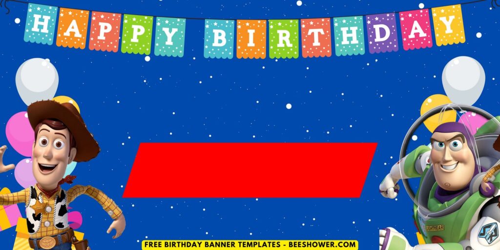 (Free Canva Template) Toy Story Galaxy Birthday Backdrop Templates G