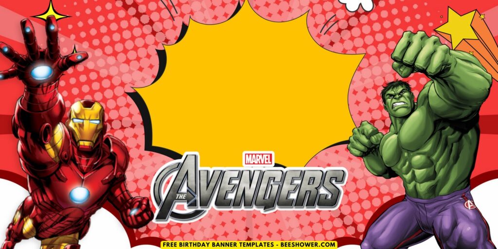(Free Canva Template) Super Epic Marvel Avengers Birthday Backdrop Templates H