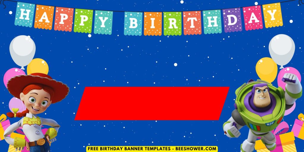 (Free Canva Template) Toy Story Galaxy Birthday Backdrop Templates H