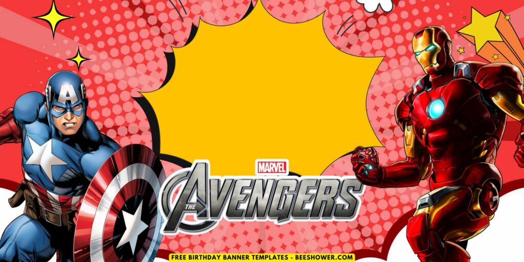 (Free Canva Template) Super Epic Marvel Avengers Birthday Backdrop Templates J