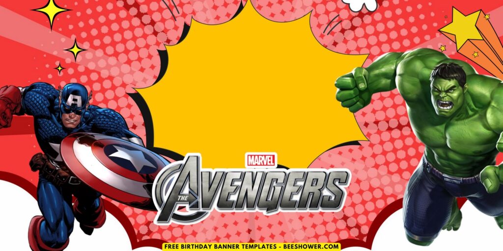 (Free Canva Template) Super Epic Marvel Avengers Birthday Backdrop Templates I