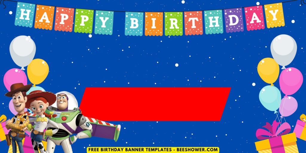 (Free Canva Template) Toy Story Galaxy Birthday Backdrop Templates A