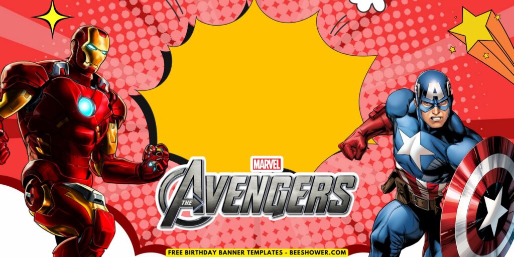 (Free Canva Template) Super Epic Marvel Avengers Birthday Backdrop Templates A
